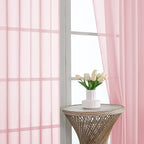 OVZME Sheer Blush Pink Curtains 108 Inches Long 2 Panels Set, 59 Inch Extra Wide Lightweight Airy Blush Pink Sheer Curtain for Living Room Bedroom, Filmy Voile Rod Pocket, 59Wx108L Inches
