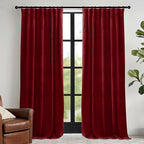 RYB HOME Red Velvet Curtains 84 inches- Room Darkening Curtains Heavy Duty Christmas Backdrops Window Drapes for Living Room Stage Party Decor, Width 52 x Length 96 inch, Red, 2 Panels