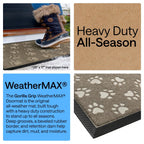 GORILLA GRIP 100% Waterproof All-Season WeatherMAX Doormat 35x23, US Designed Natural Rubber, Stain and Fade Resistant, Low Profile Indoor Outdoor Door Mats, Easy Clean Patio Mat, Tan Pawprints