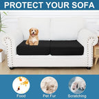 Smiry Printed Couch Cushion Covers, Stretch Soft Couch Covers for Sofa, Washable Non-Slip Sofa Slipcover Furniture Protector for Indoor and Outdoor (2 Pack, Black)