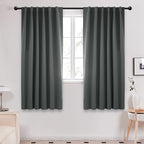 Deconovo Rod Pocket and Back Tab Curtains Room Darkening Curtain Blackout Thermal Insulated Window Curtains for Bedroom 52Wx63L Inch Dark Grey 2 Panels