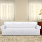 PureFit Super Stretch 4 Seater Sofa Slipcover – Spandex Non Slip Soft Couch Sofa Cover, Washable Furniture Protector with Non Skid Foam and Elastic Bottom for Kids, Pets （XX Large, White）