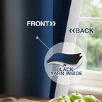 Yakamok Blackout Ombre Dark Blue and Black Curtains for Bedroom, Gradient Room Darkening Curtains, Grommet Thermal Insulated Light Blocking Window Drapes/Curtain for Living Room,52 x 63 Inch,2 Panels