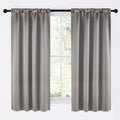 NICETOWN Room Darkening Cafe Satin Curtains for Small Windows, 42" Wide by 63" Long, 2 Panels, Chrome Gray, Rod Pocket Privacy Blackout Drapes for Play Room