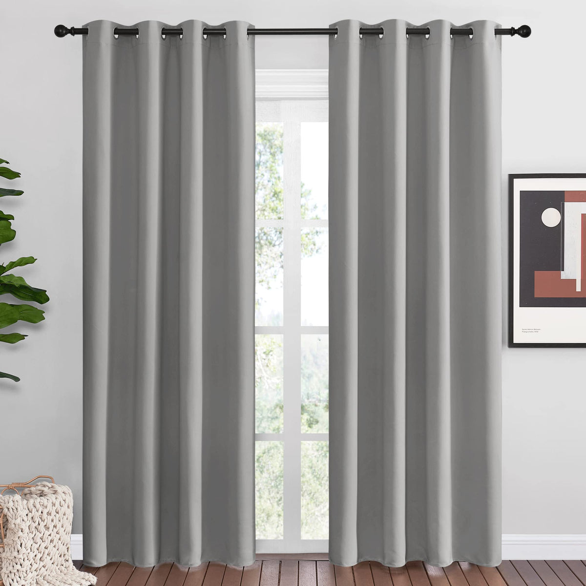 NICETOWN Black Blackout Curtains for Living Room 55" w x 86" L 2 Panels