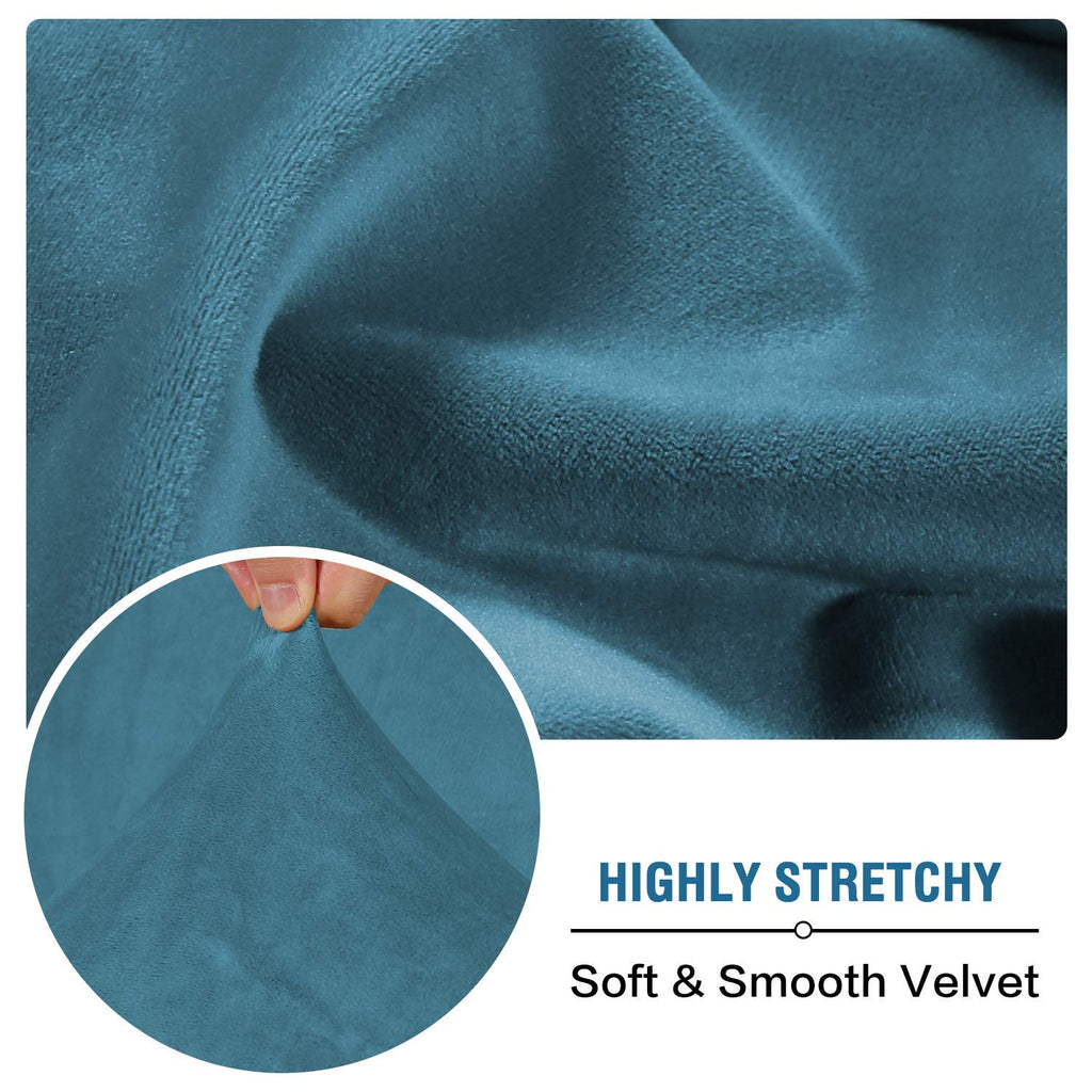 H.VERSAILTEX Velvet Stretch Couch Cushion Cover Plush Cushion Slipcover for Chair Loveseat Sofa Cushion Furniture Protector Seat Cushion Sofa Cover (2 Piece Large Sofa Cushion Covers, Peacock Blue)