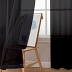 Simplebrand Black Sheer Curtains 63 Inch Length 2 Panels, Rod Pocket Solid Color Window Sheer Curtain Panels, Elegant Curtains & Drapes for Living Room, Bedroom 2 Panels (Black, 42" W x 63" L)