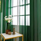 SpaceDresser Basic Rod Pocket Sheer Voile Window Curtain Panels Foliage Green 1 Pair 2 Panels 52 Width 36 Inch Long for Kitchen Bedroom Children Living Room Yard（Foliage Green, 52W x 36L）