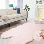ORINOVA Pink Fluffy Shag Carpet Faux Bunny Washable Plush Fur Area Rugs for Bedroom 4x6 Nursery Rug for Living Room
