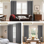 Joydeco Blackout Curtains 108 Inch Length 2 Panels Set, Thermal Insulated Long Curtains& Drapes 2 Burg, Room Darkening Grommet Drapes for Living Room Bedroom Window (Light Grey, W52 x L108 Inch)