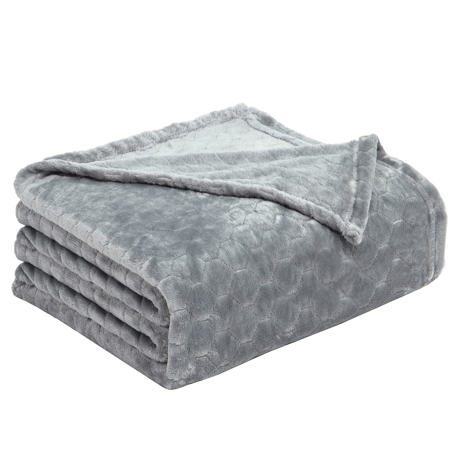 TOONOW Fleece Blanket Twin Size -320GSM Lightweight Fuzzy Soft Textured Flannel Blankets for Couch, Sofa, Bed, 60x80 inchs,Light Grey
