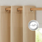 NICETOWN Thick Linen Burlap Curtains for Bedroom, Grommet Linen Blend Semitransparent Privacy Added Window Treatments Light Filtering Curtains for Living Room, 55" W x 63" L, Set of 2