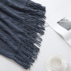 BOURINA Navy Throw Blanket 60x80 Inches Throw Textured Solid Soft Sofa Throw Couch Knitted Decorative Blanket