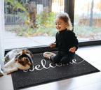 EARTHALL Door Mat 2-Pack Outside Inside Welcome Doormat 30"x17.5" Durable Floor Mat Non Slip Rug Ultra Absorb Mud Easy Clean Front Doormat for Garage, Entryway, Patio, High Traffic Areas, Black
