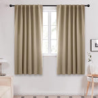 Deconovo Solid Room Darkening Panels Back Tab and Rod Pocket Curtains Blackout Thermal Insulated Curtains for Living Room 52Wx63L Inch Khaki 2 Panels