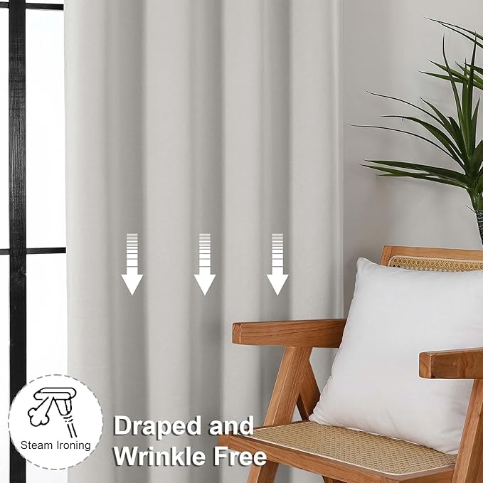 Simplebrand Ava Natural Blackout Curtains for Bedroom, 72 Inch Length, 2 Panels Set, Privacy Thermal Insulated Rod Pocket Window Curtains for Patio, French Door, W40 x L72 Inch