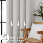 Simplebrand Ava Natural Extra Long 10ft Curtains for Patio 120 Inches Long 2 Panels Set, Room Darkening Solid Thermal Insulated Energy Saving Rod Pocket Window Treatment Curtains Drapes, 50 Wx120 L