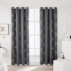 Deconovo Designer Series Silver Cubic Print Blackout Curtains for Living Room Bedroom Sliding Glass Door, Thermal Insulated Soundproof Window Drapes, Dark Grey, 52W x 95L Inch, 2 Panels
