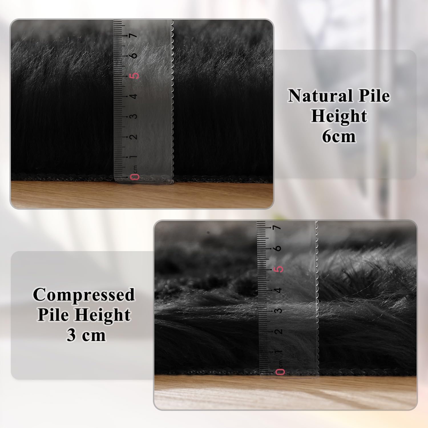 ORINOVA Black Rug for Bedroom 5x7 Area Rugs for Living Room Washable Shaggy Sheepskin Fluffy Fur Rug for Girl Room Rectangle Nursery