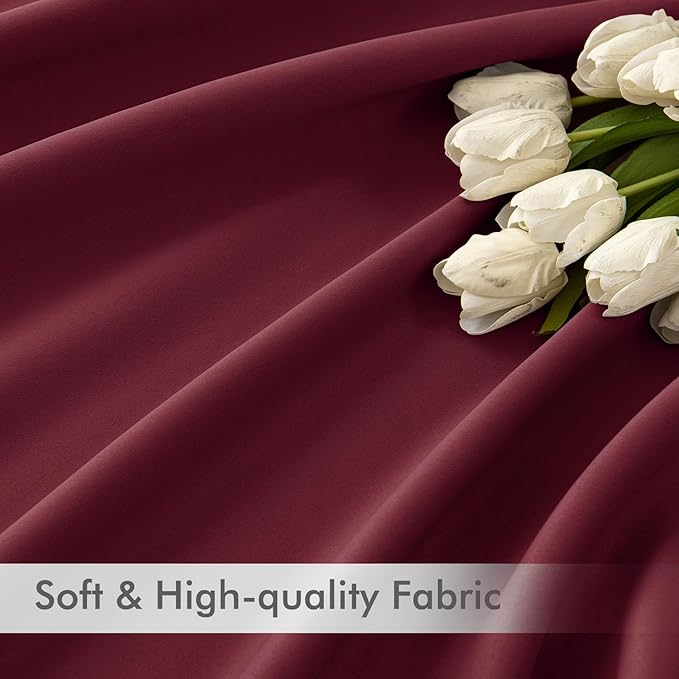 MIULEE Christmas Wine Red Back Tab Blackout Curtains 102 Inch Long 2 Panels Set for Bedroom, Rod Pocket/Pinch Pleated Thermal Insulated Living Room Darkening Light Blocking Floor to Ceiling Drapes