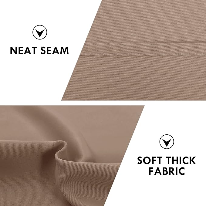 DWCN Blackout Curtains Room Darkening Thermal Insulated Bedroom Curtains Window Curtain Panels, 38 x 54 inches Long, Set of 2 Khaki Rod Pocket Drapes
