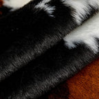 Faux Cowhide Rug Cow Print Area Rug Premium Faux Animal Skin Hide Rugs Tricolor Decor Carpet Non-Slip Small Cowhide Rugs Mat for Bedroom Living Room Office Kitchen 43.3X33.4Inches