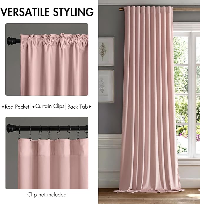 MIULEE Light Pink Velvet Curtains 52x96 inches Luxury Blackout Curtains