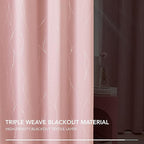 Deconovo Pink Curtains, Blackout Drapes, Thermal Insulated Soundproof Curtain, Silver Wave Dots Print, 45 x 45 Inch Long, Machine Washable Window Panels for Girls Bedroom Living Room Kitchen, Set of 2