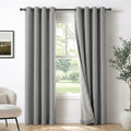 Linen Textured Total Blackout Curtains 84 Inches Long, Grey