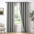 Linen Textured Total Blackout Curtains 84 Inches Long, Grey