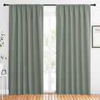 NICETOWN 2 Panels Blackout Curtains, Rod Pocket Thermal Insulated Drapes 84 inches Long, Easy-Care Modern Home Decoration Sunshades for Guest Room, Living Room, Office, 62 x 84 Inch, Greyish Green