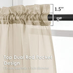 OVZME Taupe Sheer Curtains 72 Inches Long 2 Panels - Soft Light Filtering Window Sheer Panels for Living Room/Bedroom, Top Dual Rod Pocket, 1 Pair, Each 42Wx72L Inches