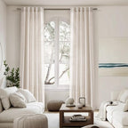 Nanspring Linen 102 Inch Long Curtains for Living Room 2 Panels Back Tab Pocket Semi Sheer Light Filtering Curtains Bohemian Rustic Beige Solid Color Drapes for Sliding Glass Door Bedroom 40x102