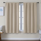 Simplebrand Ava Biscotti Beige Blackout Curtains for Bedroom 63 Inch Length 2 Panels Set, Solid Thermal Insulated Privacy Living Room Window Treatment Curtains Blackout Drapes, W50 x L63 Inch
