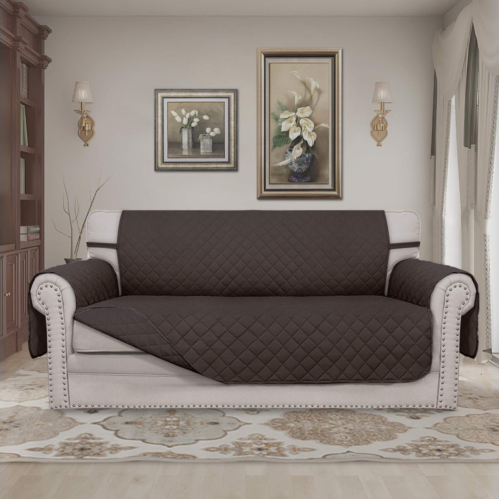 Easy-Going Reversible Couch Cover, 2 Cushion Sofa, Chocolate/Chocolate