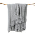 lifein Throw Blanket for Couch, Soft Boho Decor Bed Throw,Cozy Grey Knitted Chenille Small Farmhouse Lightweight Throw (Light Grey,50 * 60")