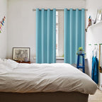 BGment Aqua Blue Room Darkening Curtains 63 Inch for Bedroom - 2 Panels