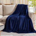 Fleece Plush Throw Blanket Navy Blue 50"x70"for Couch Fuzzy Cozy Flannel