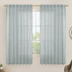 LAMIT Extra Wide Semi Sheer Linen Curtains for Living Room 63 Inch Length
