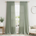Desert Sage Linen Curtains for Living Room 100 Inches Long Light Filtering Semi Sheer Curtain Back Tab Rustic Farmhouse Decor Elegant Luxury Boho Drapes for Bedroom Dinner Room 52x100, 2 Panels