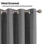 Linen Textured Total Blackout Curtains 90 Inches Long, Dark Gray