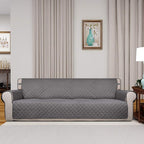 PureFit Reversible Quilted Sofa Cover, Water Resistant Slipcover Furniture Protector, Washable Couch Cover with Non Slip and Elastic Straps for Kids, Dogs, Pets (XX Large, Gray/Light Gray)