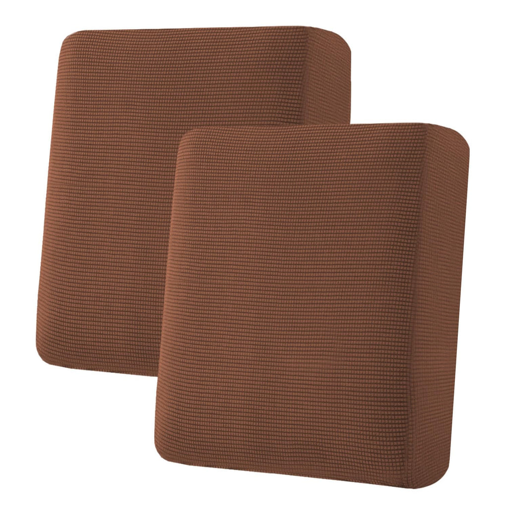 H.VERSAILTEX Super Stretch Individual Seat Cushion Covers Sofa Covers Couch Cushion Covers Slipcover Sets Thick Jacquard Textured Twill Fabric (2 Piece Medium Sofa Cushion Covers, Caramel)