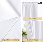 NICETOWN Bedroom 100% Blackout Curtains, 2 Panels, 34 by 63, Snow White, Window Treatment Rod Pocket Curtains/Drapes for Bedroom