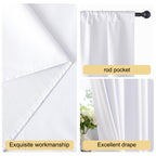 NICETOWN Bedroom 100% Blackout Curtains, 2 Panels, 42 by 63, Snow White, Window Treatment Rod Pocket Curtains/Drapes for Bedroom