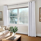 100% Blackout Shield Linen Blackout Curtains for Bedroom, Bright White Grommet Curtains for Living Room, Thermal Insulated Room Darkening Drapes for Nursery, Boho Home Decor, 50" W x 108" L, 2 Panels