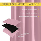 NICETOWN Crystal Pink Short Curtains for Girls Room, Grommet Kitchen Window Curtains Thermal Short Drapes Room Darkening for Cafe, 2 Panels, W52 x L36