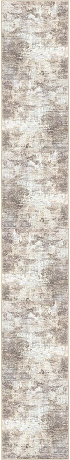 IOHOUZE Abstract Runner Rug 3x20 Ft Extra Long Washable Runners for Hallways, Non Slip Kitchen Runner Printed Faux Wool Entryway Runner Indoor, Modern Abstract Floor Carpet for Hall Stair, Beige Brown