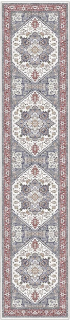 OPPODREAM Soft Entryway Rug 2x10, 2x10 Rug Runner, Washable Hallways Carpet 2 x 10 with Non Slip Backing, Low-Pile Bedside Carpet 2 x 10, Long, Faux Cashmere, Red & Grey