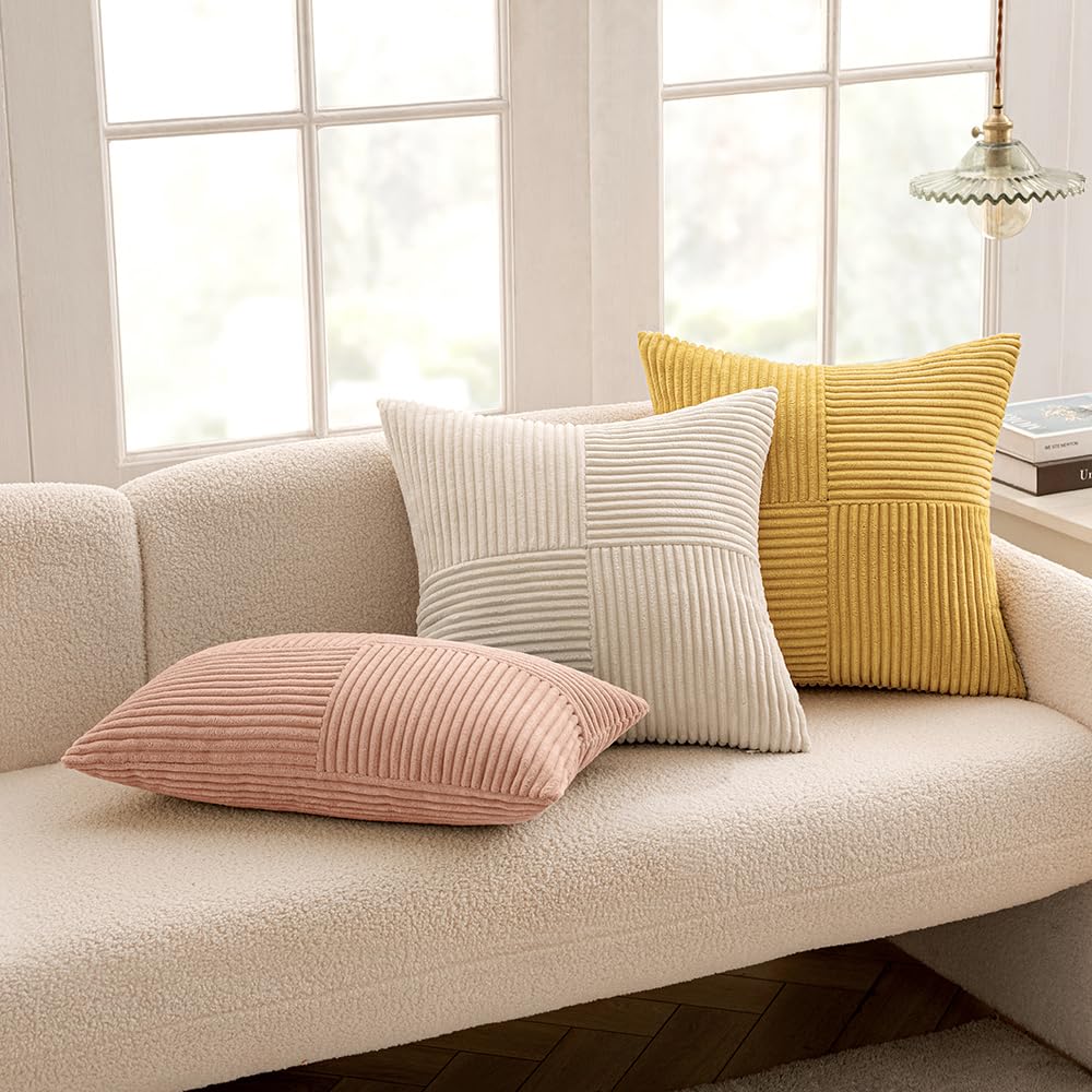 MIULEE Golden Mustard Decorative Throw Pillow Covers for Couch 20x20 Inch